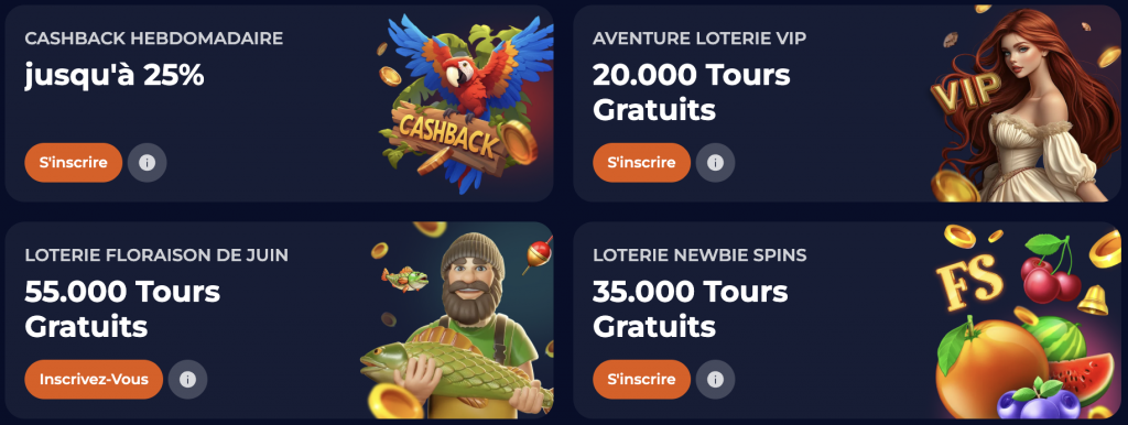 Bonus et Promotions Nine Casino